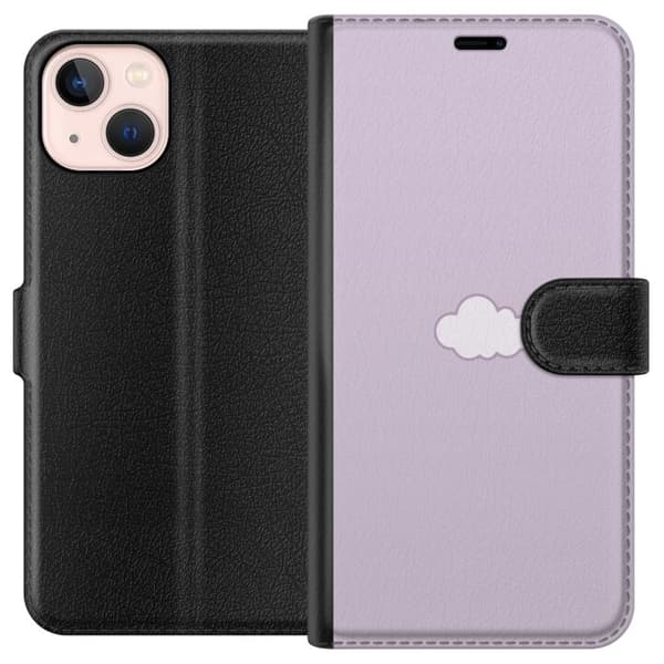 Apple iPhone 13 mini Tegnebogsetui Lilla Sky - minimalistisk sky på lilla baggrund