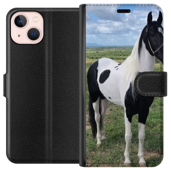 Apple iPhone 13 mini Tegnebogsetui Hestemagi - stiliseret hest i en rolig farveskala