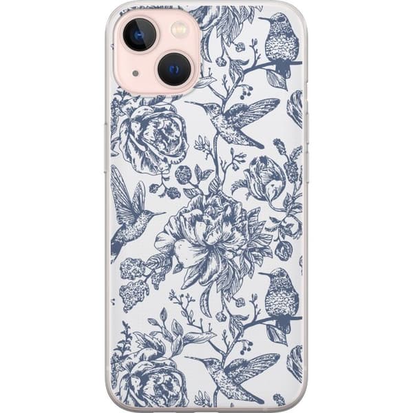 Apple iPhone 13 mini Gennemsigtig cover Blomster & Fugle - Romantisk Vintage-stil Mønster
