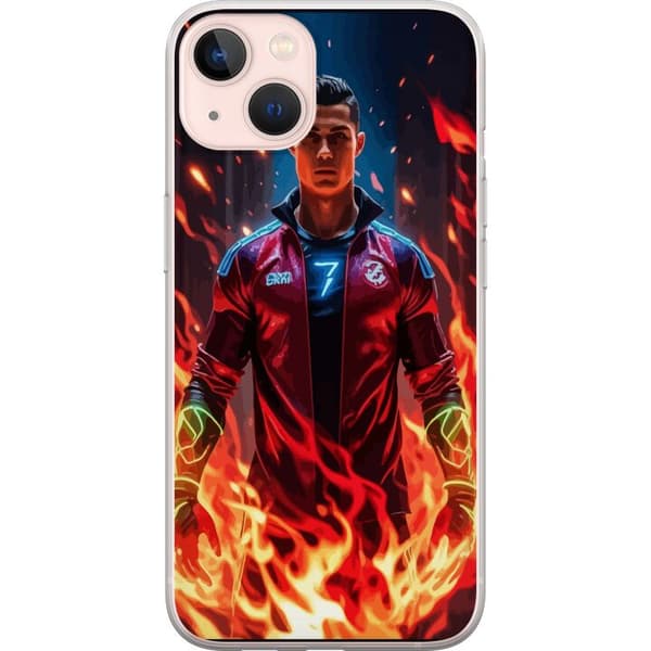 Apple iPhone 13 mini Gennemsigtig cover Ronaldo Inferno - fodboldhelt i flammer