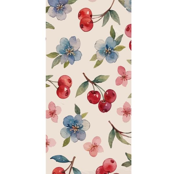 Apple iPhone 13 Pro Lommeboketui Bær & Blomster - mønster med blå blomster og skogsbær