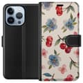 Miniatyrbilde 1 av 4: Apple iPhone 13 Pro Lommeboketui Bær & Blomster - mønster med blå blomster og skogsbær