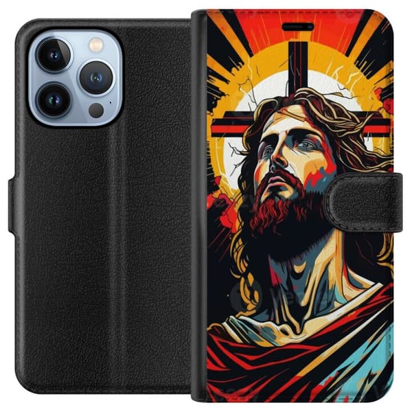 Apple iPhone 13 Pro Lommeboketui Jesus & Kort - religiøst motiv med dyp symbolikk