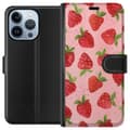 Miniatyrbilde 1 av 4: Apple iPhone 13 Pro Lommeboketui Jordbærdrømmer - Retro-stil jordbærmønster