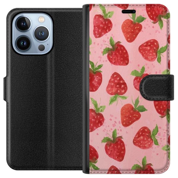 Apple iPhone 13 Pro Lommeboketui Jordbærdrømmer - Retro-stil jordbærmønster
