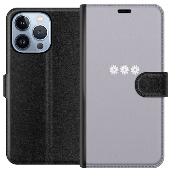 Apple iPhone 13 Pro Lompakkokotelo Lila Blomminimalismi - tyylikäs kukkakuva lila taustalla