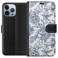 Pikkukuva 1 / 3: Apple iPhone 13 Pro Max Lompakkokotelo Kukat & Linnut - Romanttinen Vintage-tyylinen Kuviointi