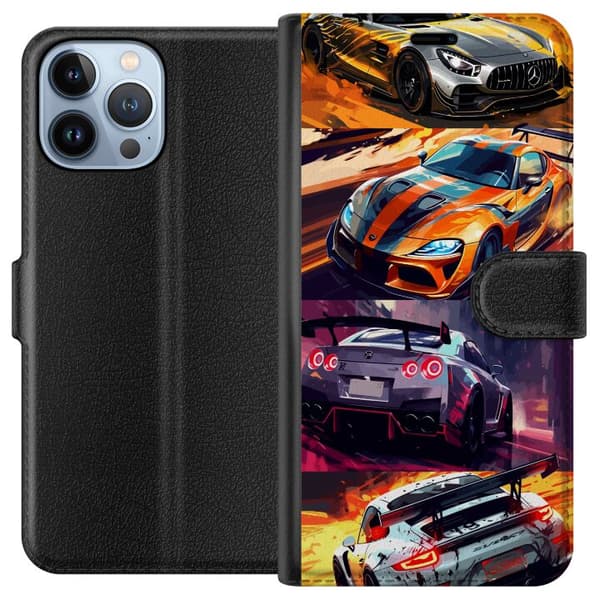 Apple iPhone 13 Pro Max Tegnebogsetui Rallyfeber - fartfyldt motiv med rallybiler