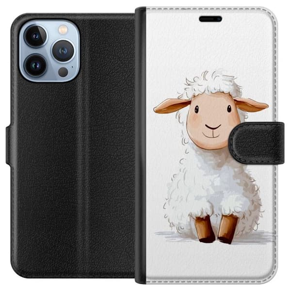 Apple iPhone 13 Pro Max Tegnebogsetui Sødt Lamm - tegneseriestil til børn og babyprodukter