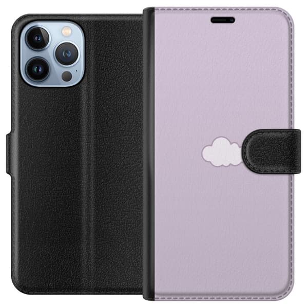 Apple iPhone 13 Pro Max Tegnebogsetui Lilla Sky - minimalistisk sky på lilla baggrund