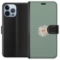 Miniatyrbilde 1 av 3: Apple iPhone 13 Pro Max Lommeboketui Grønn Minimalblomst - stilren blomst på grønn bakgrunn