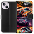 Miniatyrbillede 1 af 3: Apple iPhone 14 Tegnebogsetui Rallyfeber - fartfyldt motiv med rallybiler