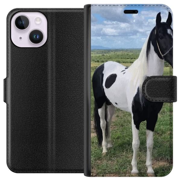 Apple iPhone 14 Lommeboketui Heste Magi - stilisert hest i en rolig fargepalett