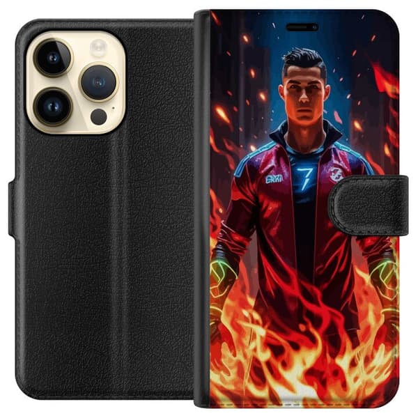 Apple iPhone 14 Pro Tegnebogsetui Ronaldo Inferno - fodboldhelt i flammer