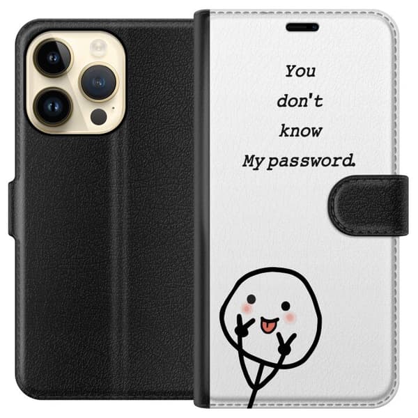 Apple iPhone 14 Pro Plånboksfodral You Don’t Know My Password – edgy textmotiv med attityd