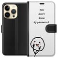 Miniatyrbild 1 av 3: Apple iPhone 14 Pro Plånboksfodral You Don’t Know My Password – edgy textmotiv med attityd