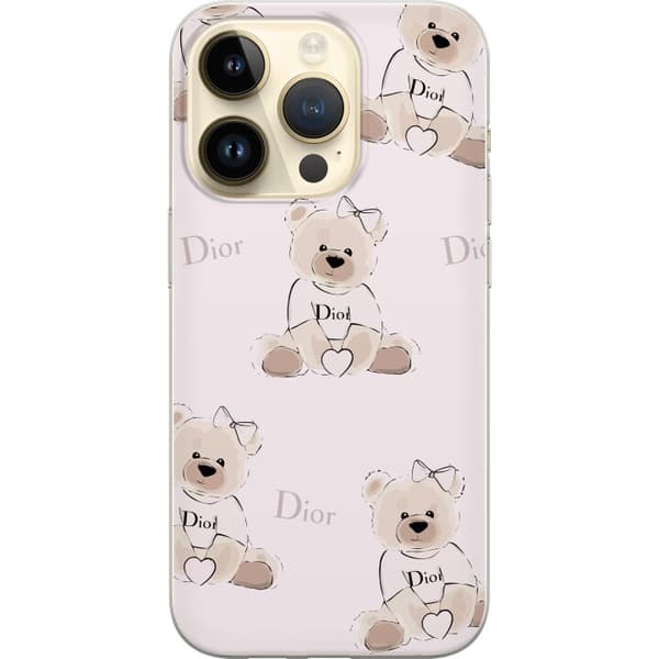 Apple iPhone 14 Pro Gennemsigtig cover Teddy Dior Vibes - luksuriøs bamse i modetil