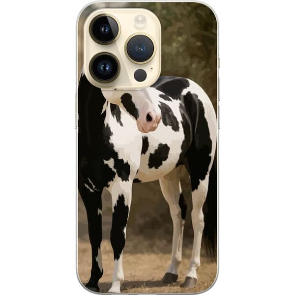 Apple iPhone 14 Pro Gennemsigtig cover Smuk Hest - elegant illustration af hestemotiv