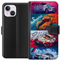Miniatyrbillede 1 af 3: Apple iPhone 14 Plus Tegnebogsetui Hurtige Biler - Tegnet Mønster med Action