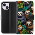 Pikkukuva 1 / 3: Apple iPhone 14 Plus Lompakkokotelo Sengångarstil - rentoutunut muotoilu söpöllä laiskiaalla