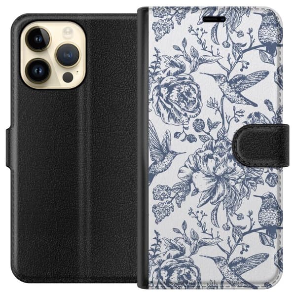 Apple iPhone 14 Pro Max Lommeboketui Blomster & Fugler - Romantiskt Vintage-stil Mønster
