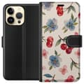 Miniatyrbilde 1 av 3: Apple iPhone 14 Pro Max Lommeboketui Bær & Blomster - mønster med blå blomster og skogsbær