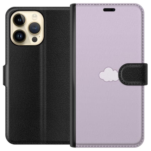 Apple iPhone 14 Pro Max Lommeboketui Lilla Sky - minimalistisk sky på en lilla bakgrunn