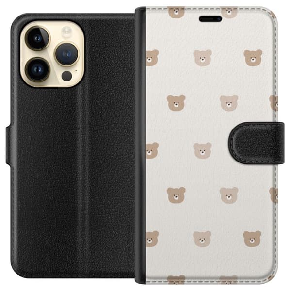 Apple iPhone 14 Pro Max Lommeboketui Teddybakgrunn - søte teddybjørner mot en myk bakgrunn