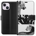 Miniatyrbild 1 av 3: Apple iPhone 15 Plus Plånboksfodral Leopard Faces – trendigt mönster med leopardansikten