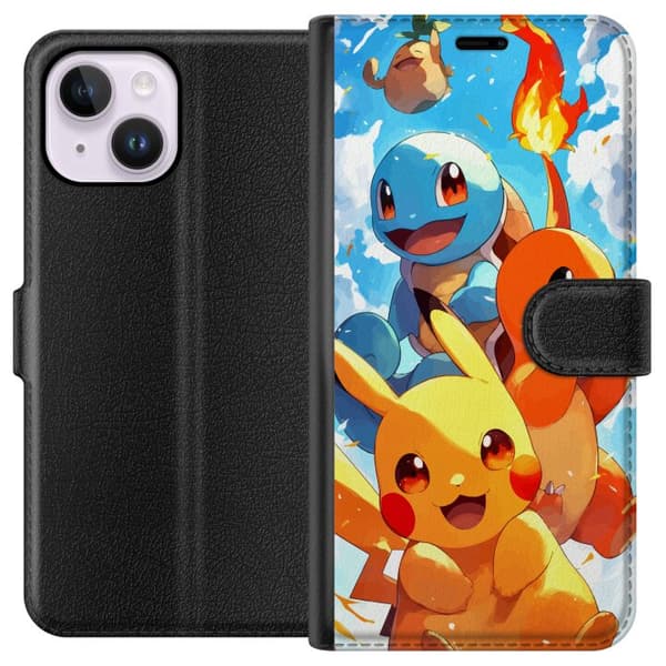 Apple iPhone 15 Plus Tegnebogsetui Pocket Creatures - inspireret af Pokémon uden at nævne navnet