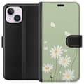 Miniatyrbillede 1 af 3: Apple iPhone 15 Plus Tegnebogsetui Præstekraver - blomstret mønster i svensk sommerstil