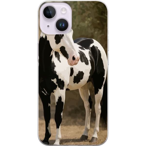 Apple iPhone 15 Plus Gennemsigtig cover Smuk Hest - elegant illustration af hestemotiv