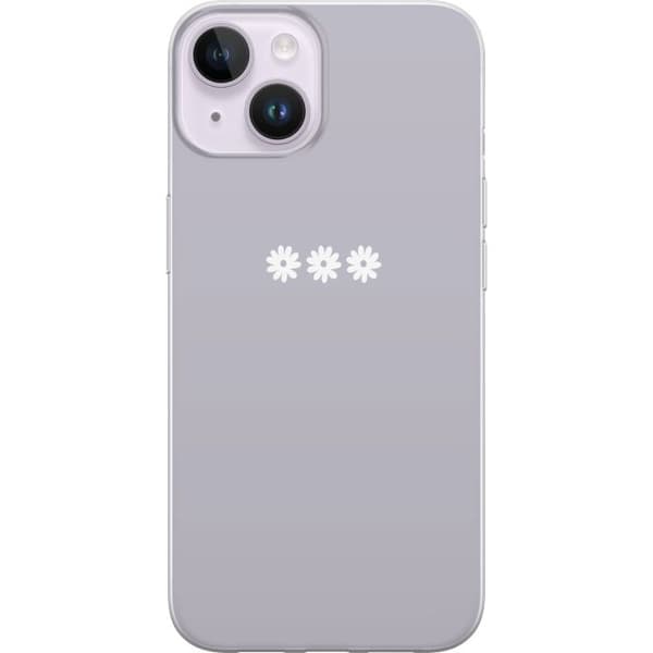 Apple iPhone 15 Plus Gjennomsiktig deksel Lilla Blomminimalisme - stilig blomstermotiv på lilla bakgrunn