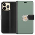 Pikkukuva 1 / 3: Apple iPhone 15 Pro Max Lompakkokotelo Vihreä Minimalikukka - tyylikäs kukka vihreällä taustalla