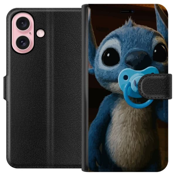 Apple iPhone 16 Lompakkokotelo Stitch & Napp - vauvateema söpöllä hahmolla