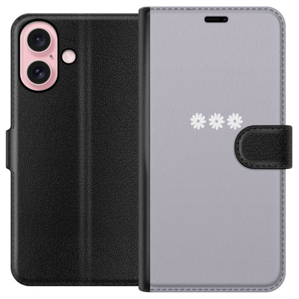 Apple iPhone 16 Lompakkokotelo Lila Blomminimalismi - tyylikäs kukkakuva lila taustalla