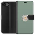 Pikkukuva 1 / 3: Apple iPhone 16e Lompakkokotelo Vihreä Minimalikukka - tyylikäs kukka vihreällä taustalla