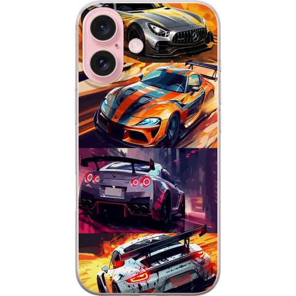 Apple iPhone 16 Läpinäkyvä kuori Ralli kuume - vauhdikas teema ralliautoilla