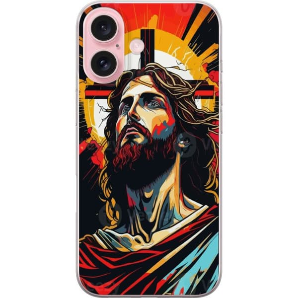 Apple iPhone 16 Läpinäkyvä kuori Jeesus ja Kortti - uskonnollinen motiivi syvällä symboliikalla