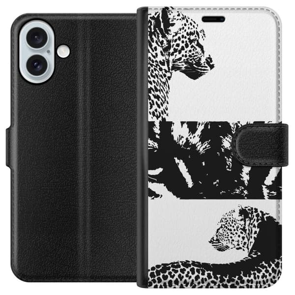 Apple iPhone 16 Plus Lompakkokotelo Leopard Faces