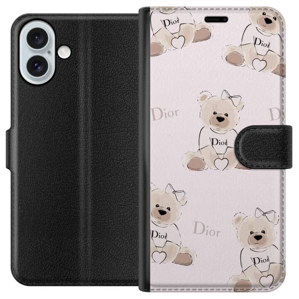 Apple iPhone 16 Plus Lompakkokotelo Teddy Dior Vibes - ylellinen nalle muotityyliin