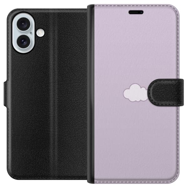 Apple iPhone 16 Plus Lompakkokotelo Lila Pilvi - minimalistinen pilvi lila taustalla