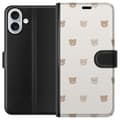 Miniatyrbillede 1 af 3: Apple iPhone 16 Plus Tegnebogsetui Teddybaggrund - søde teddybjørne mod en blød baggrund