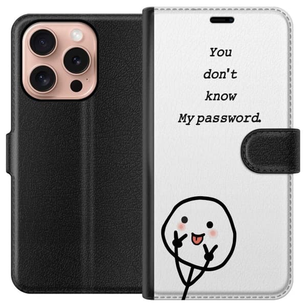 Apple iPhone 16 Pro Plånboksfodral You Don’t Know My Password – edgy textmotiv med attityd