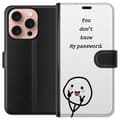 Miniatyrbild 1 av 3: Apple iPhone 16 Pro Plånboksfodral You Don’t Know My Password – edgy textmotiv med attityd