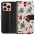 Miniatyrbillede 1 af 3: Apple iPhone 16 Pro Tegnebogsetui Bær & Blomster - mønster med blå blomster og skovbær