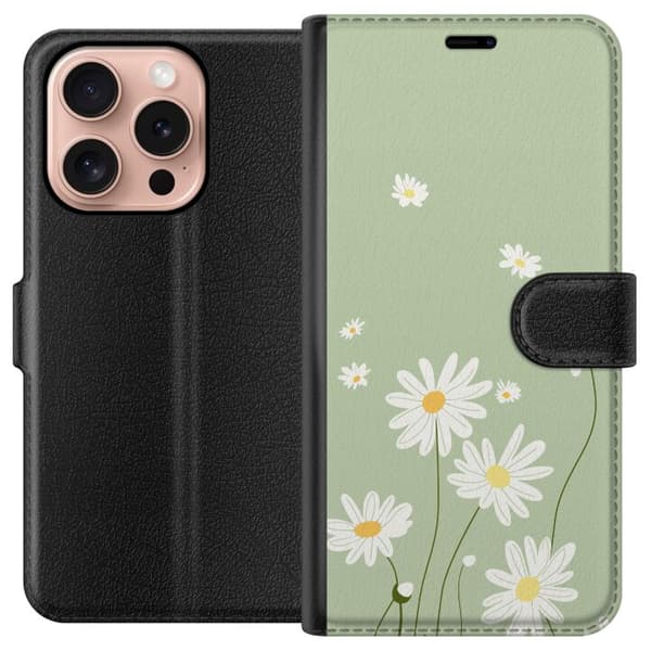 Apple iPhone 16 Pro Tegnebogsetui Præstekraver - blomstret mønster i svensk sommerstil