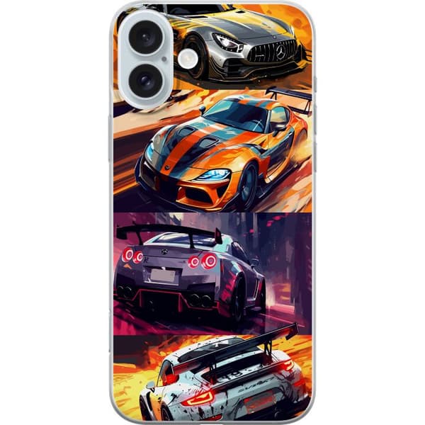 Apple iPhone 16 Plus Läpinäkyvä kuori Ralli kuume - vauhdikas teema ralliautoilla