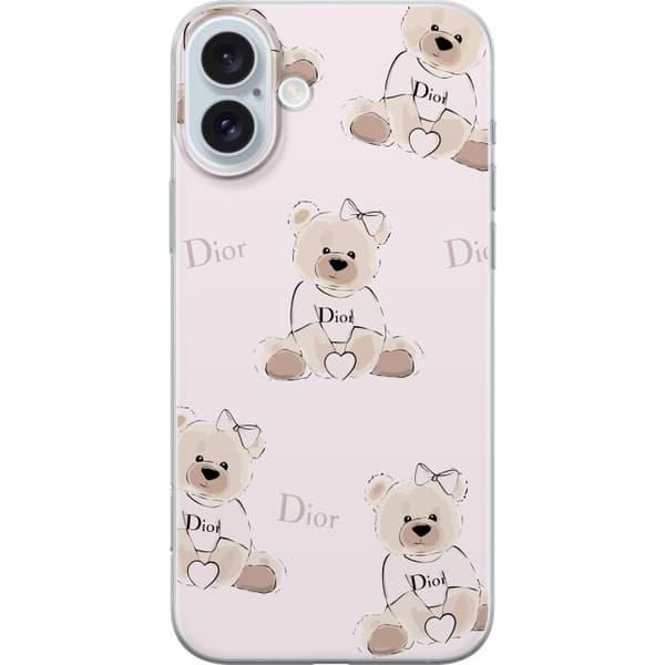 Apple iPhone 16 Plus Läpinäkyvä kuori Teddy Dior Vibes - ylellinen nalle muotityyliin