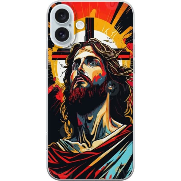 Apple iPhone 16 Plus Läpinäkyvä kuori Jeesus ja Kortti - uskonnollinen motiivi syvällä symboliikalla